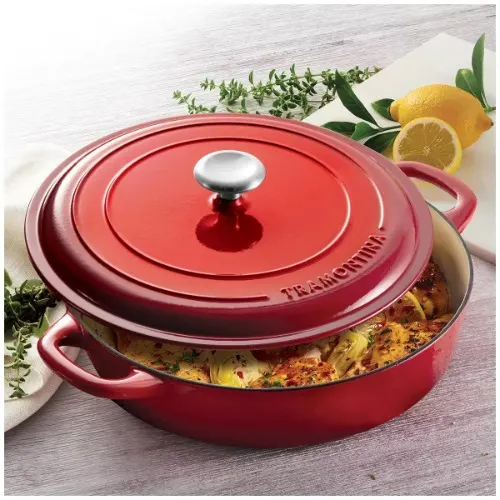 Tramontina Covered Enameled Cast Iron Braiser - 3.8L - Red Home Office Garden | HOG-Home Office Garden | HOG-Home Office Garden 