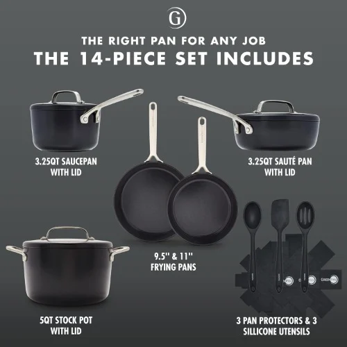 Greenpan Gp5 Hard Anodized Healthy Ceramic Nonstick 14 Piece Cookware Pots And Pans Set Home Office Garden | HOG-Home Office Garden | HOG-Home Office Garden