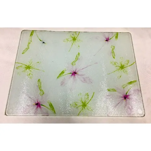 Linsan Prima Floral Blossom Glass Cutting Board - (40 X 30cm) Home Office Garden | HOG-Home Office Garden | HOG-Home Office Garden