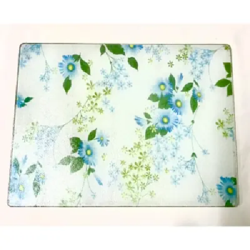 Linsan Prima Floral Patterned Glass Cutting Board - (40 X 30cm)  Home Office Garden | HOG-Home Office Garden | HOG-Home Office Garden 