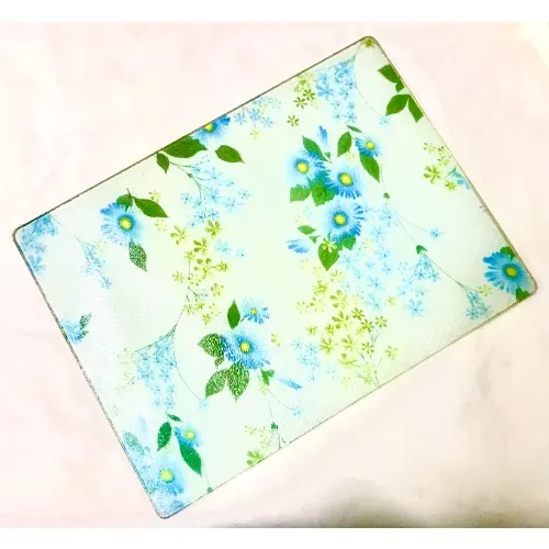 Linsan Prima Floral Patterned Glass Cutting Board - (40 X 30cm) Home Office Garden | HOG-Home Office Garden | HOG-Home Office Garden