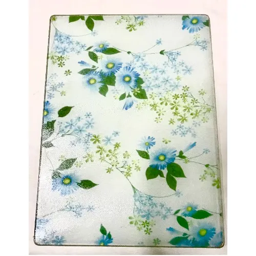 Linsan Prima Floral Patterned Glass Cutting Board - (40 X 30cm) Home Office Garden | HOG-Home Office Garden | HOG-Home Office Garden
