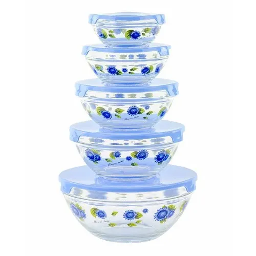 Imperial Home Blue Flowers Glass Bowl Set - 5 PieceHome Office Garden | HOG-Home Office Garden | HOG-Home Office Garden  