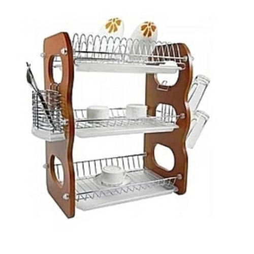 3 Layer Wooden Dish Drainer With Cup And Cutlery HolderHome Office Garden | HOG-Home Office Garden | online marketplace  