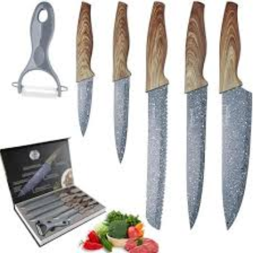 6 Pcs Marble Non-Stick Coating Knife Set Home Office Garden | HOG-Home Office Garden | online marketplace