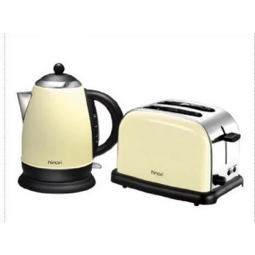 Hinari HGP 159 Cream Stainless Steel Kettle & 2 Slice Toaster Pack