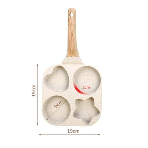 4-Cup Non Stick Egg Frying Pan With Wood Handle