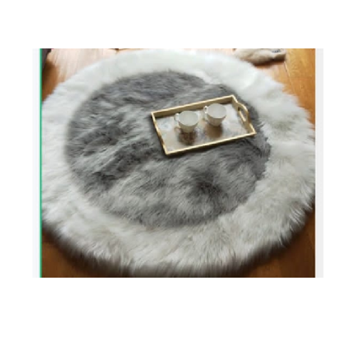 Fuzzy Faux Wool Round Rug