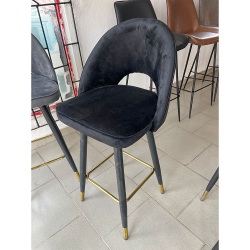 Brando Velvet Black Bar Stool