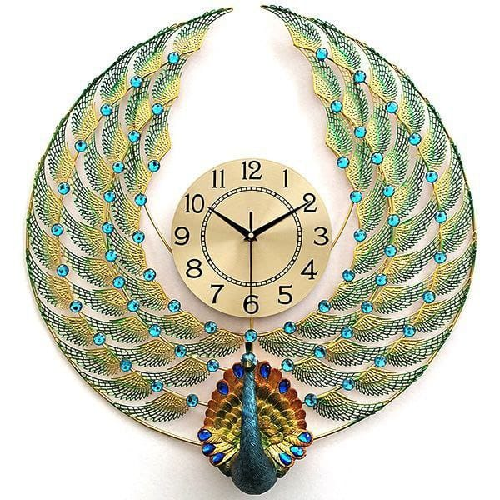 Wall Circle Edge Peacock Clock