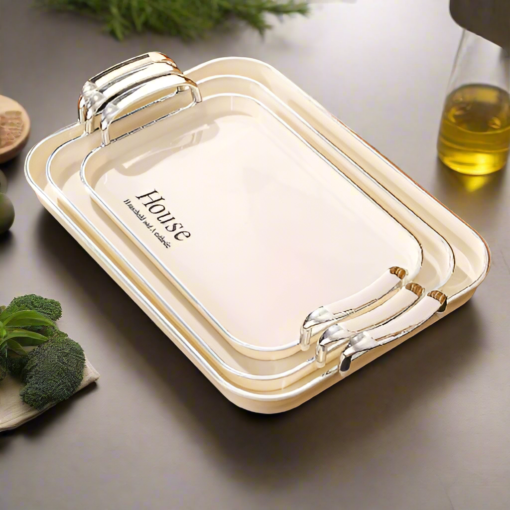 Classic 3 Pieces Serving Tray With Double Handles Order Now @HOG Online 