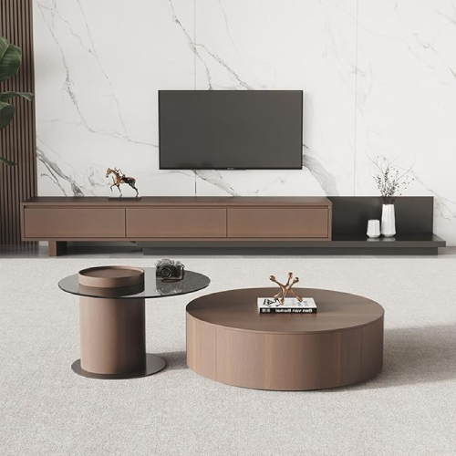 Round Coffee Table With Funky Side Table Tempered Glass Tabletop Order Now @HOG Online Marketplace