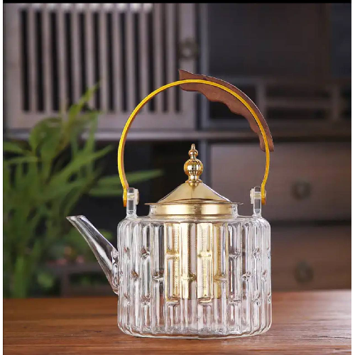 Glass Teapot With Filter Wooden Handle