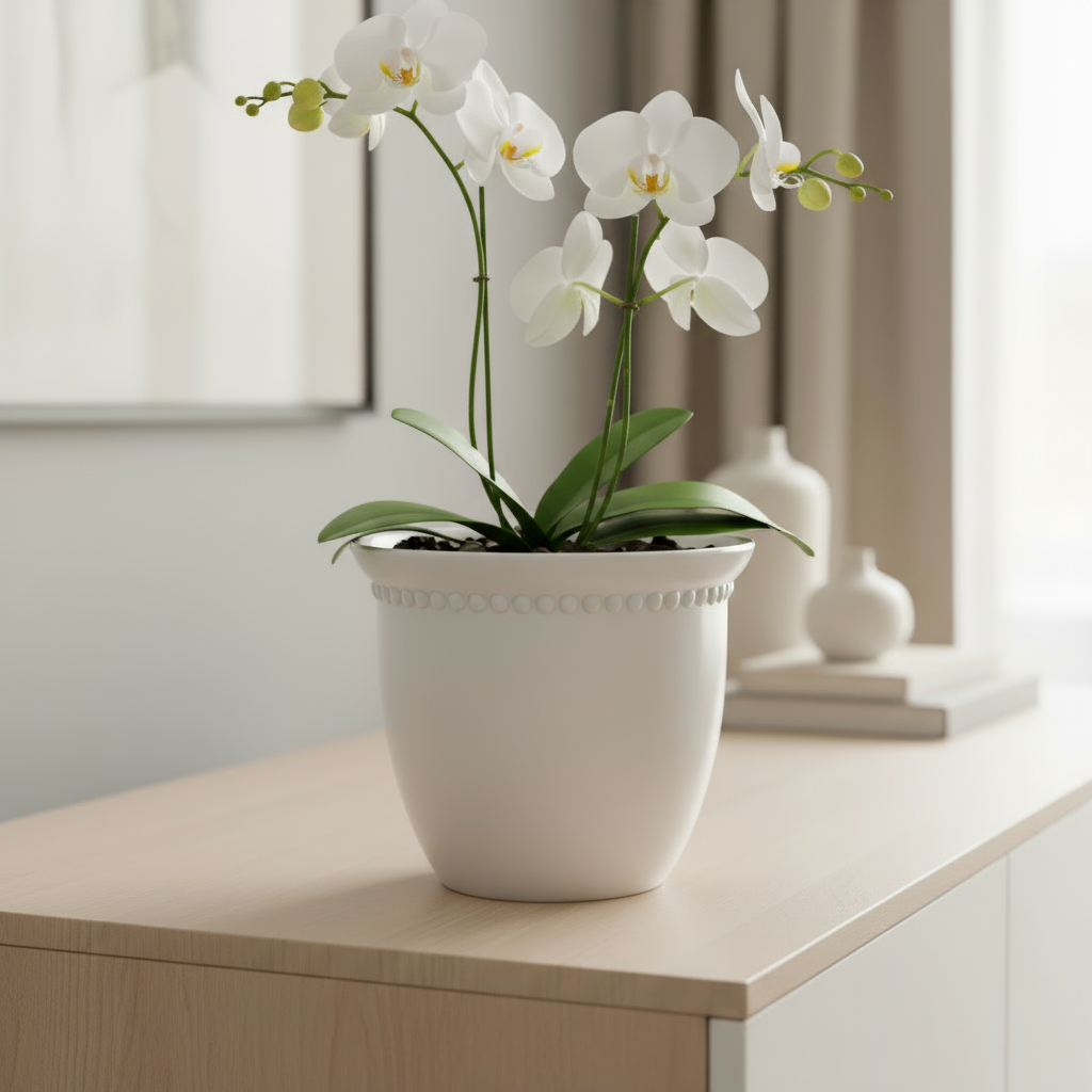 White flower ikoko / ikoko