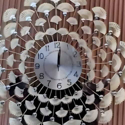 Ornamental Radial Wall Clock with Fan-Shaped Metallic Design @HOG - Home, Office, Online Marketplace
