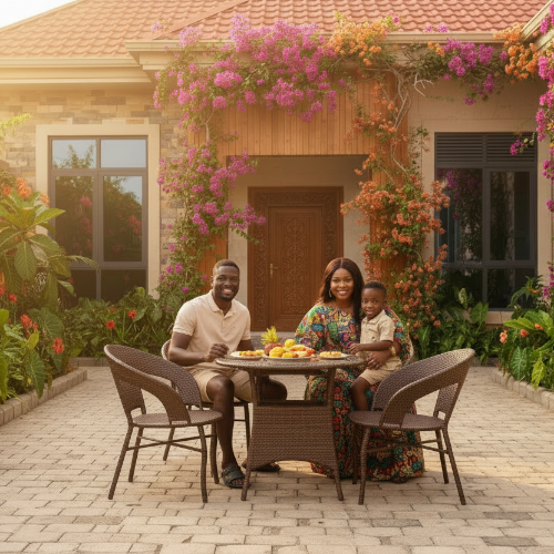 Outdoor Rattan Patio Table + 4 Chairs