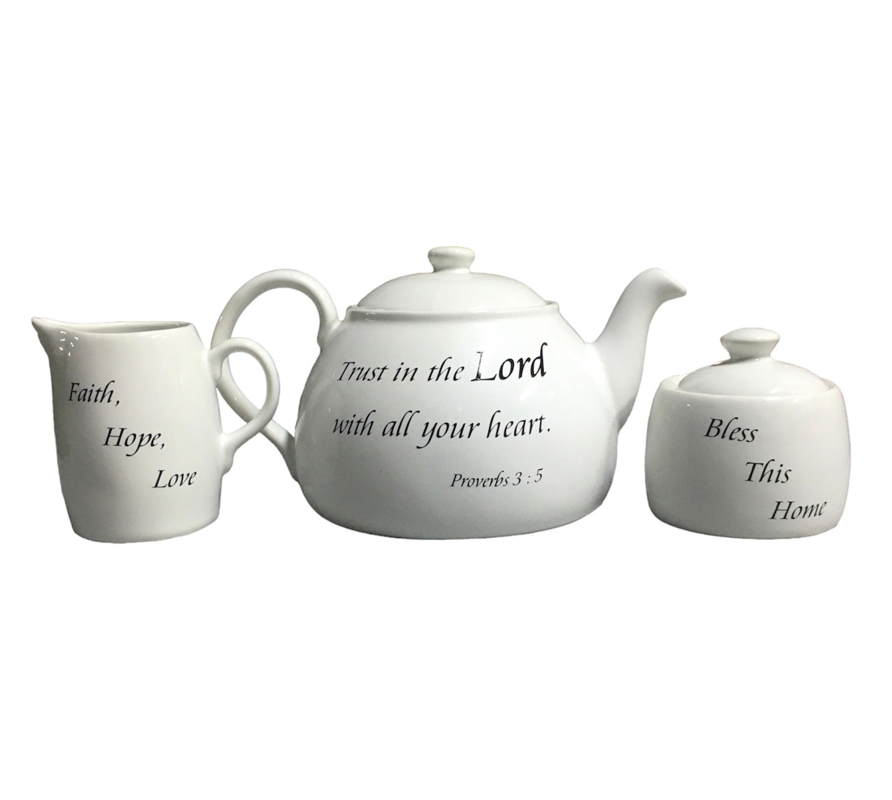 Coventry Daily Blessings Teapot, Sugar & Creamer Set - White - 3piece. Home Office Garden | HOG-HomeOfficeGarden | online marketplace