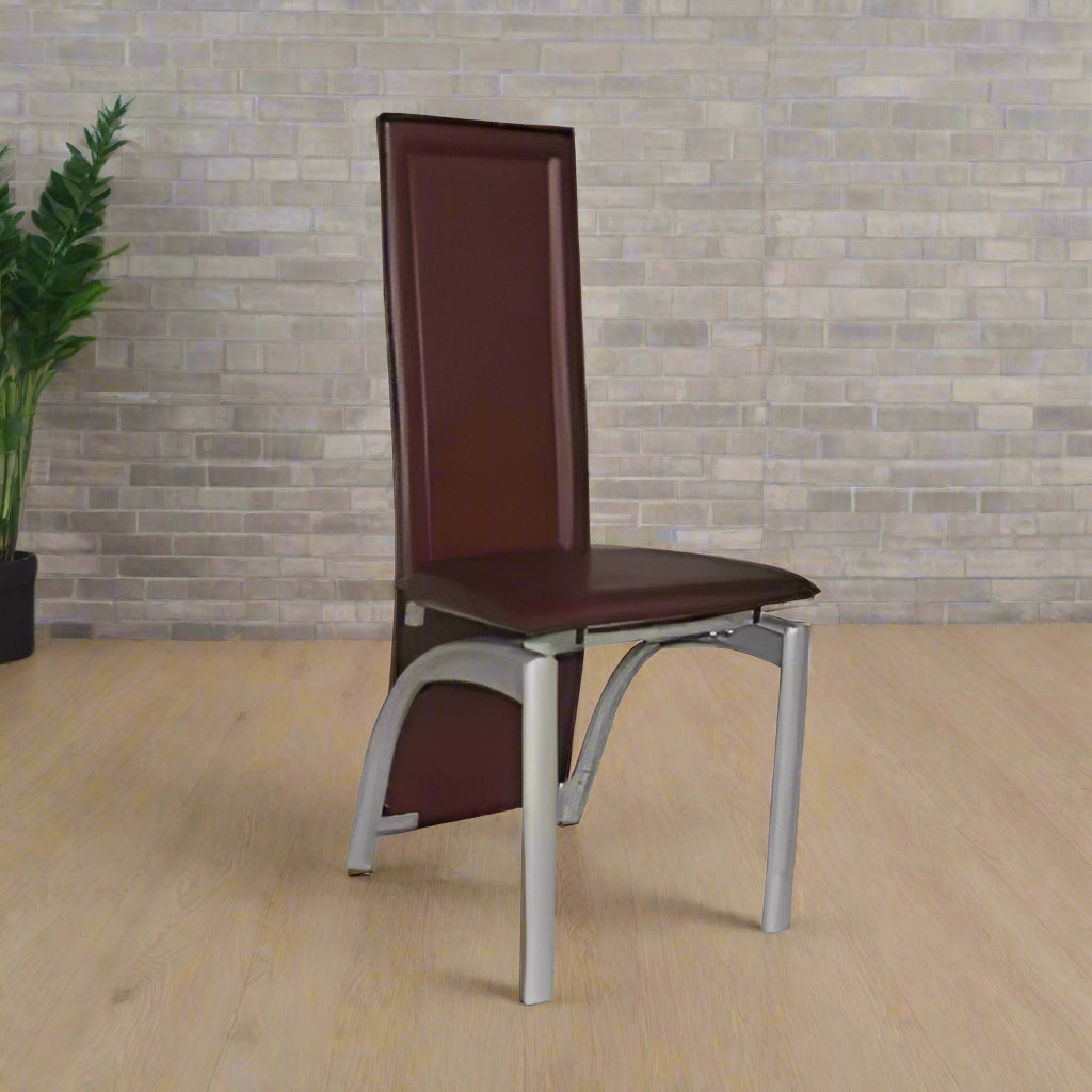 PU Leather Dining Chair - BROWN-M003 @ HOG