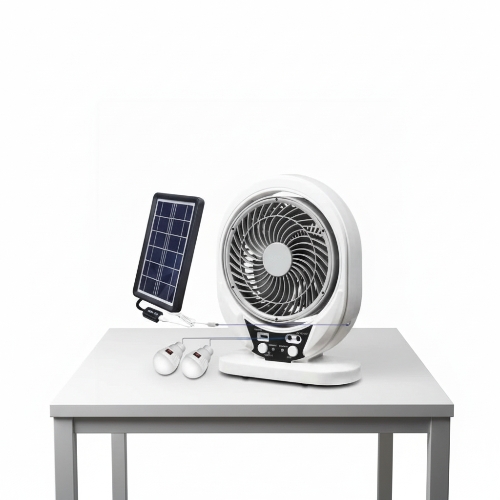 Portable Rechargeable Fan with 6W Solar Panel and 2 Bulbs @HOG - Home, Office, Garden, Online Marketplace
