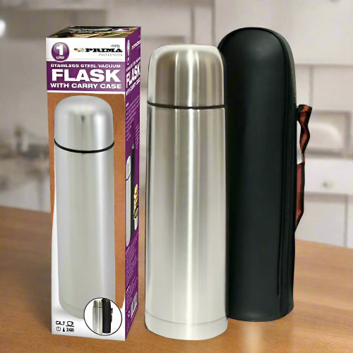 Prima Stainless Steel Vacuum Flask With Carry Case - 1ltr @HOG - Home Office Garden Online Marketplace