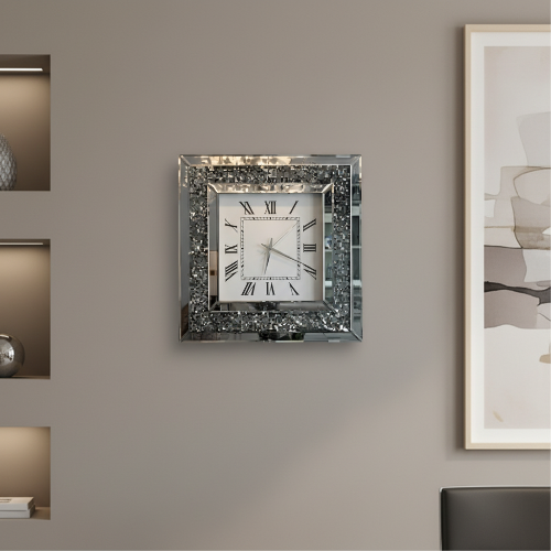Linsan Diamond Crush Mirrored Wall Clock