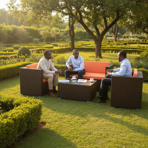 Rattan 5-Piece Cushioned Patio Furniture Set
