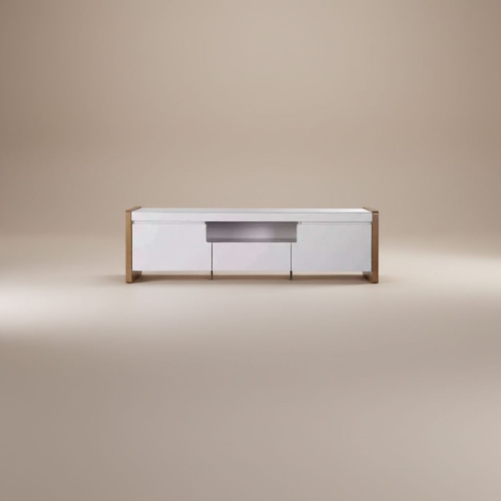 Provincia Bristol TV Stand 2.26m (Off White Matte/Natural)