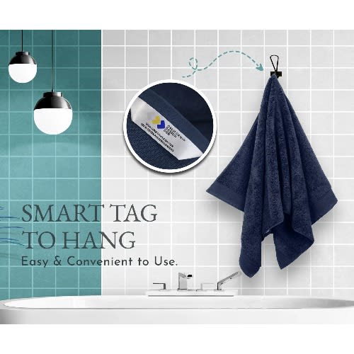 Purely Indulgent 100% Egyptian Cotton Bath Towel - 30" X 58" - Navy Blue. Home Office Garden | HOG-HomeOfficeGarden | online marketplace