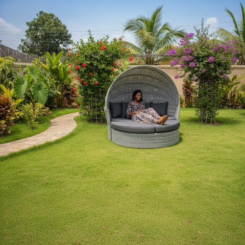 Rattan Sunbed Outdoor Furniture with Canopy
