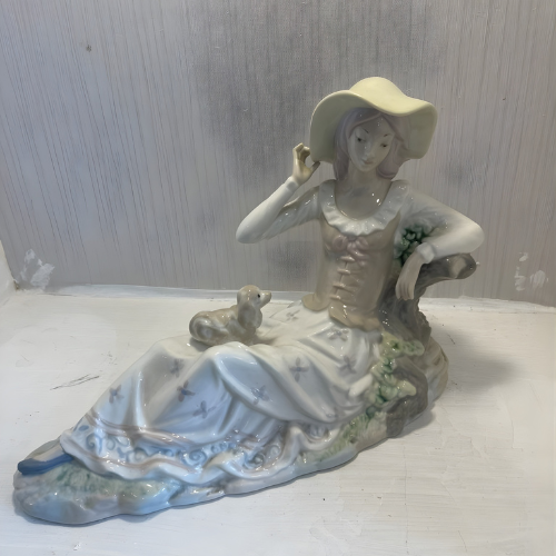 Reclining Young Girl With Puppy Figurine @HOG - Home, Office, Garden, Online Marketplace