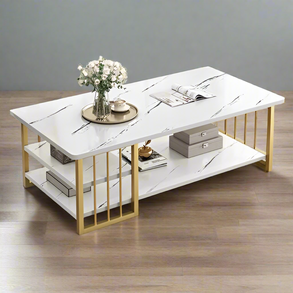 Rectangle Marble-Style Coffee Table