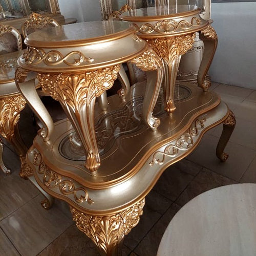 Royal Wooden Center Table with 2 Side Stool @HOG - Home Office Garden Online Marketplace