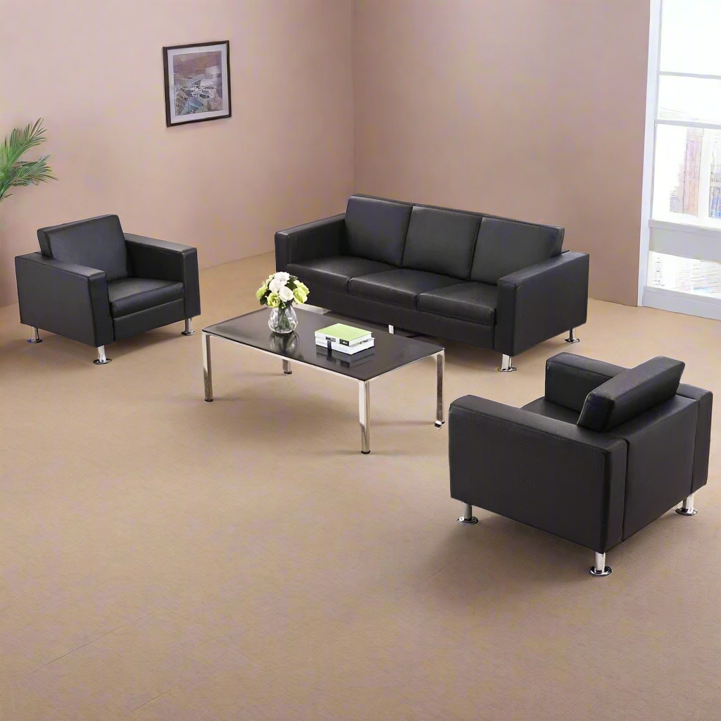 5-Seater Faux Leather Office Reception Sofa Set