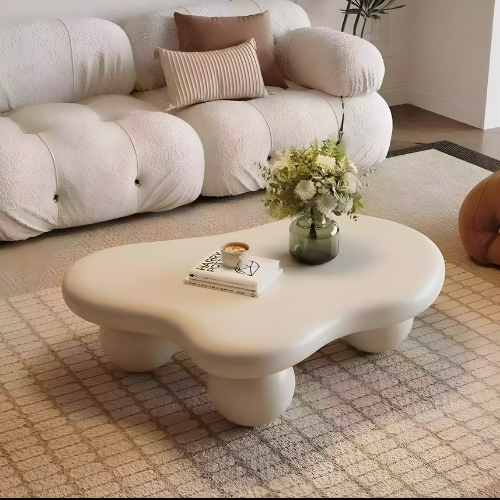 Sculptural Rounded Coffee Table With Soft Curved Base