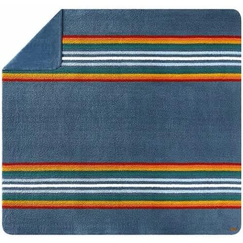 Sherpa Fleece Blanket Serape Stripe Blue King - 284cm X 233cm. Home Office Garden | HOG-HomeOfficeGarden | online marketplace