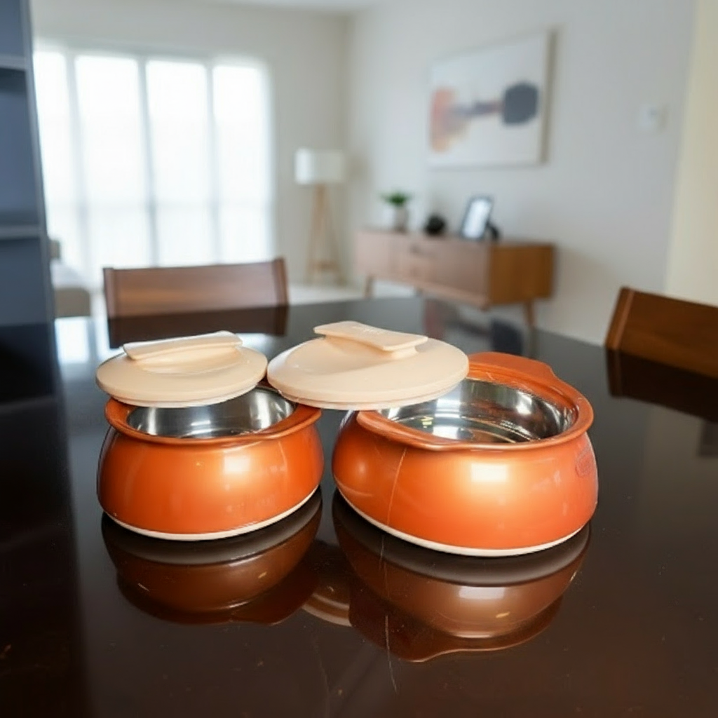 Stainless Steel Insulated Casserole Set – Orange Finish   @HOG - Home, Office, Garden, Online Marketplace