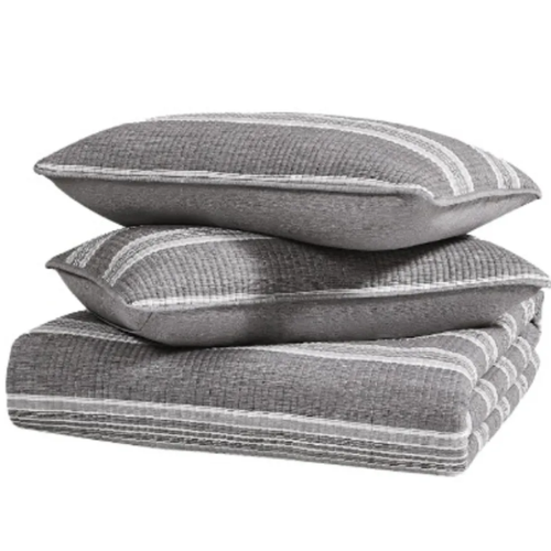 Striped Comforter Set - King Size - White & Grey @HOG - Home, Office, Garden, Online Marketplace


