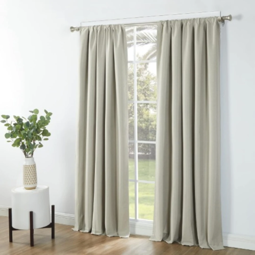 Sun+blk Bradley Total Blackout Curtain Textured Thermal Insulated - Khaki @HOG - Home, Office, Garden, Online Marketplace

