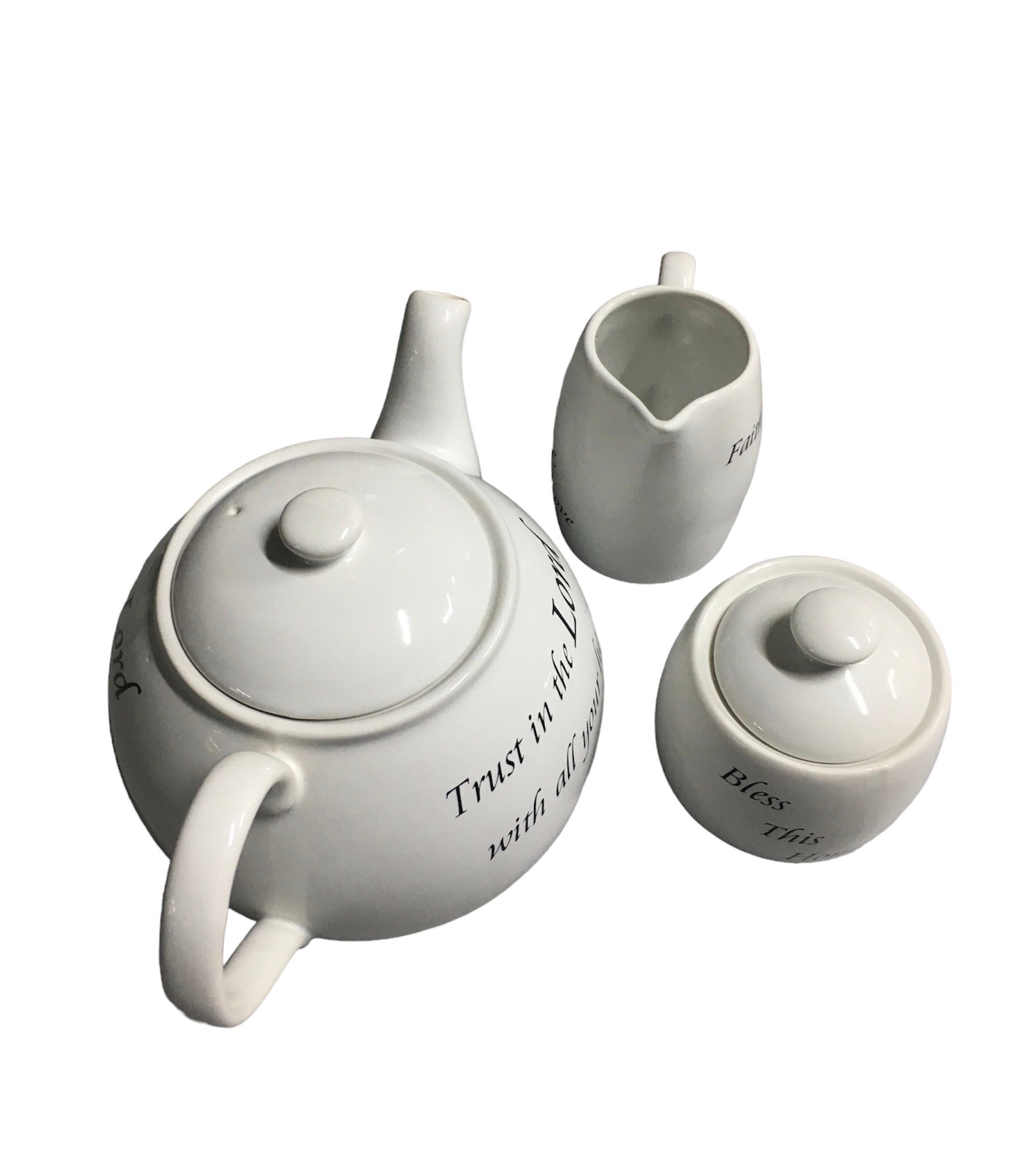 Coventry Daily Blessings Teapot, Sugar & Creamer Set - White - 3piece. Home Office Garden | HOG-HomeOfficeGarden | online marketplace