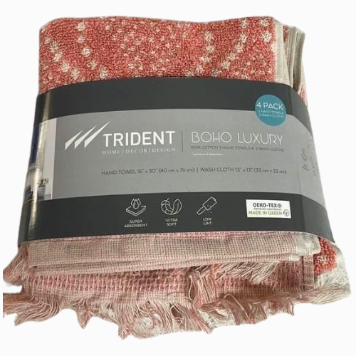 TTrident Boho Hand Towel And Wash Cloth - Fringe Towel Set - Pink. Home Office Garden | HOG-HomeOfficeGarden | online marketplace