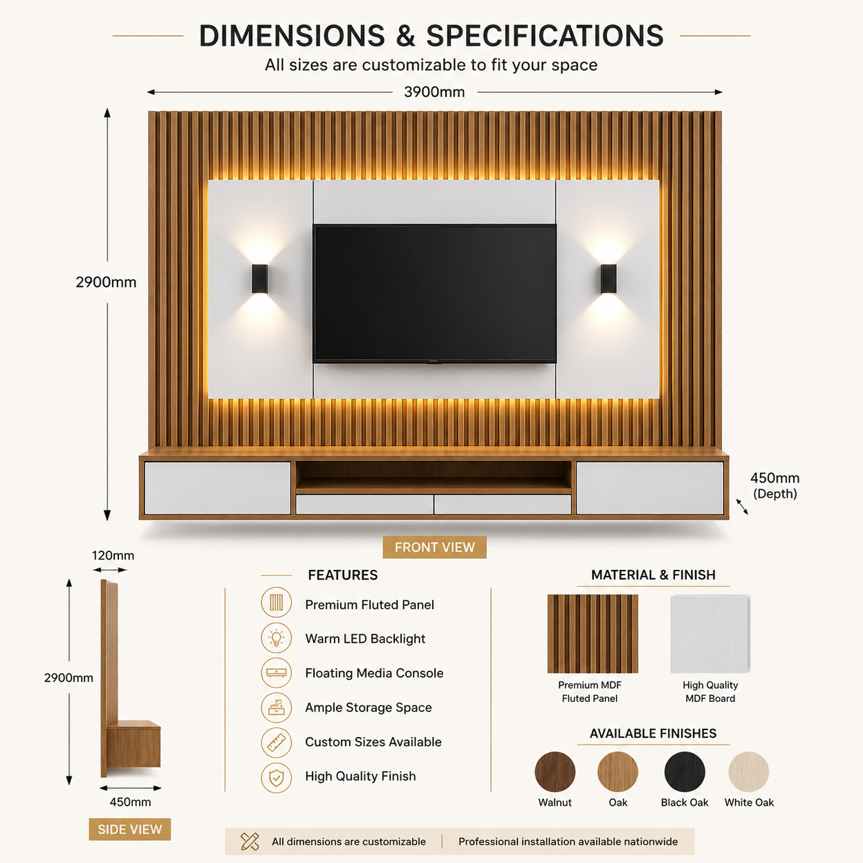 Modern TV wall with sleek cabinetry
