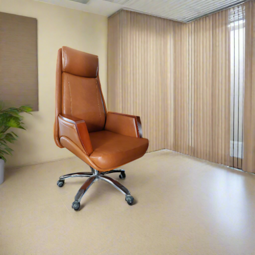 Tan Brown & Chrome High Back Executive Visitors Chair @HOG - Home Office Garden Online Marketplace