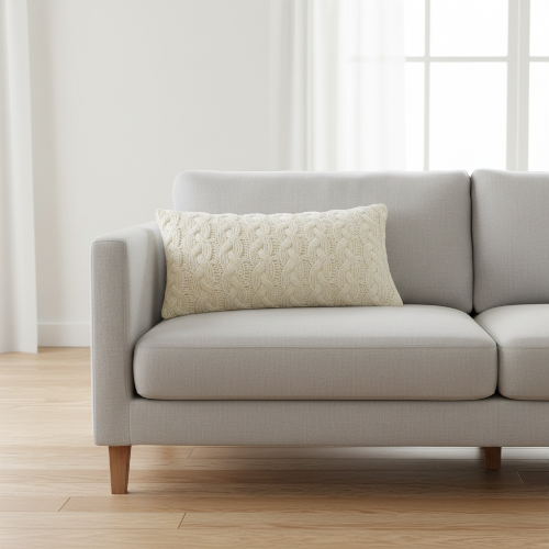 Threshold Chunky Cable Knit Lumbar Throw Pillow 14" X 24" (35.56cm x 60.96cm) - Cream @HOG - Home, Office, Garden, Online Marketplace
