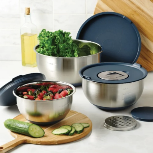 Tramontina 8pcs Stainless Steel Mixing Bowl & Grater Set With Lids @HOG - Home, Office, Garden, Online Marketplace

