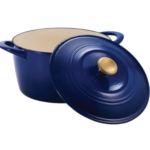 Tramontina Enameled Cast Iron Covered Round Dutch Oven-Classic Blue & Gold Knob -7-quart @HOG - Home, Office, Garden, Online Marketplace
