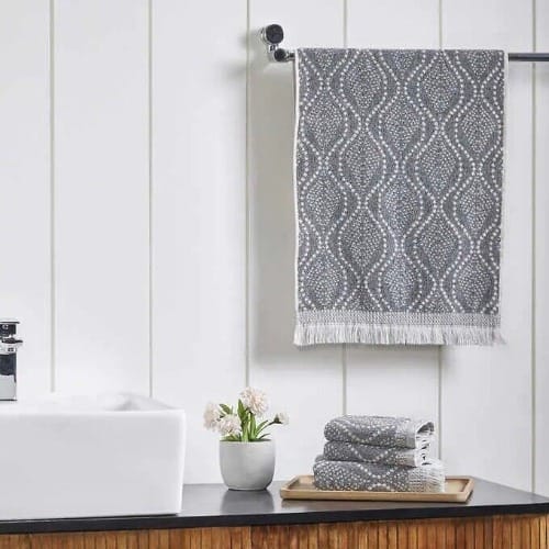 Trident Boho Hand Towel And Wash Cloth - Fringe Towel Set - Grey. Home Office Garden | HOG-HomeOfficeGarden | online marketplace