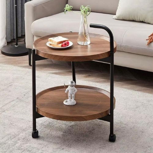Two-Tier Wooden Round Coffee Table with Metal Frame @HOG - Home, Office, Garden, Online Marketplace