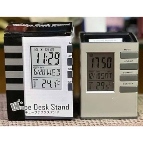 Cube Desk Pen Holder with Displaying Digital Clock @HOG - Home, Office, Garden, Online Marketplace