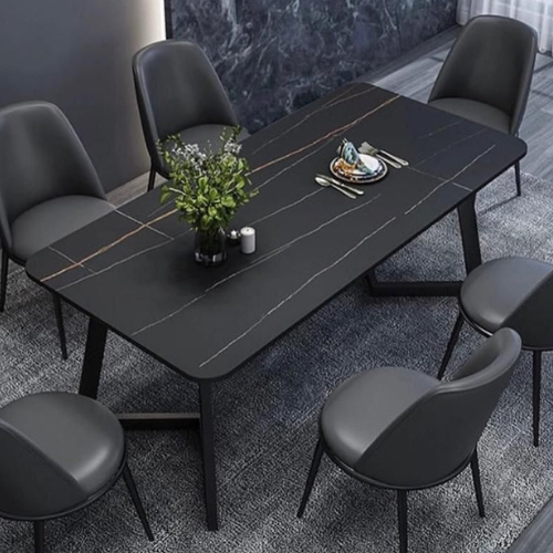 Modern 6-Seater Black Dining Set