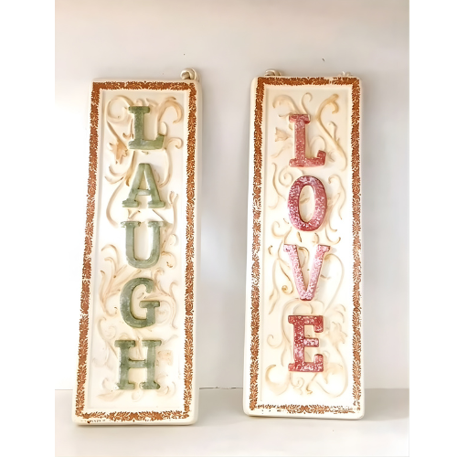 Wall Décor Plaques – “Laugh” & “Love” Embossed Set  @HOG - Home, Office, Garden, Online Marketplace